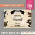 Reptile Party Invitation with FREE Thank you Card! (with Crocodile) 